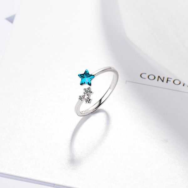 wedding rings fashion 925 sterling silver ocean blue crystal little star with micro cz opening for women girl jewelry anillos, Slivery;golden
wedding rings fashion 925 sterling silver ocean blue crystal little star with micro cz opening for women girl jewelry anillos, Slivery;golden