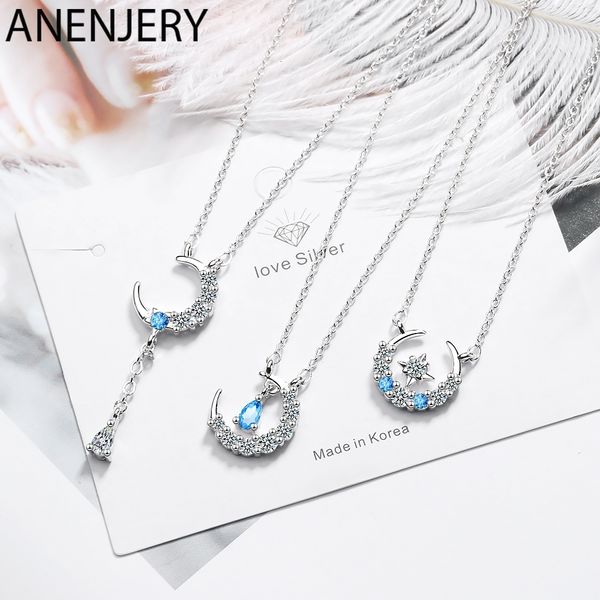 3 style simple star moontassel water-drop shaped 925 sterling silver necklace for women 
3 style simple star moontassel water-drop shaped 925 sterling silver necklace for women