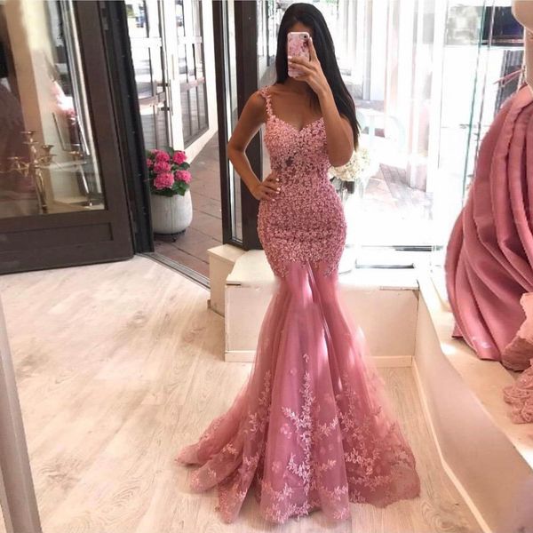 stunning beaded mermaid prom dresses v neck lace appliqued evening gowns plus size sweep train tulle formal dress, Black
stunning beaded mermaid prom dresses v neck lace appliqued evening gowns plus size sweep train tulle formal dress, Black