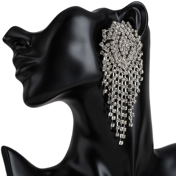 big statement earrings luxury women's long earrings diamante rhinestone hanging trendy crystal drop earrings fashion jewelry, Silver
big statement earrings luxury women's long earrings diamante rhinestone hanging trendy crystal drop earrings fashion jewelry, Silver