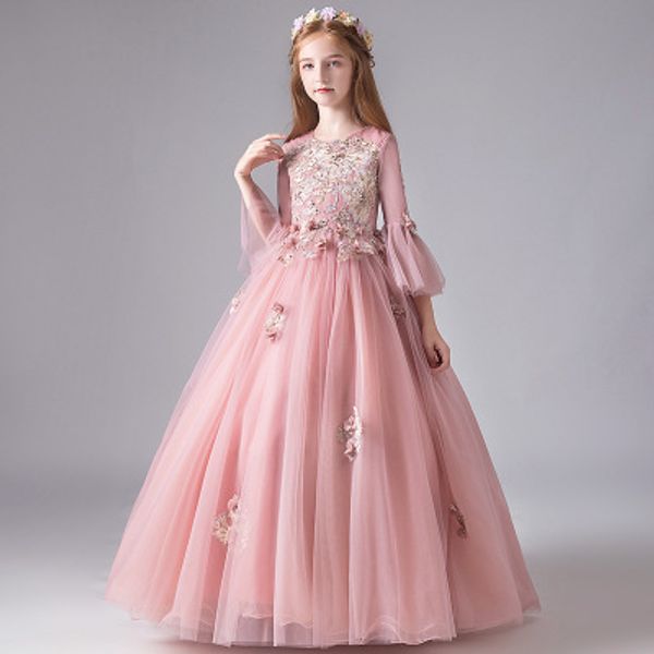 2020 new long style long sleeve princess sleeve simple good-looking fashion handiwork flower peng peng dress hosted girls piano performance, White;blue
2020 new long style long sleeve princess sleeve simple good-looking fashion handiwork flower peng peng dress hosted girls piano performance, White;blue