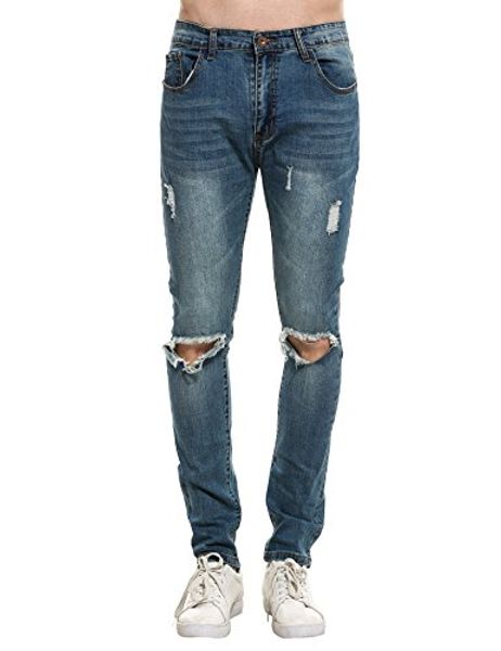 coofandy men's ripped destroyed holes jeans skinny distressed slim fit demin pants, Blue
coofandy men's ripped destroyed holes jeans skinny distressed slim fit demin pants, Blue