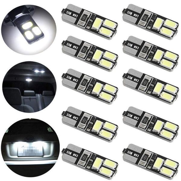 10 pcs white t10 5630 6smd w5w car 12v led tail brake rear light lamp car light signal #lr3