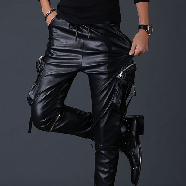 m-3xl new zipper pocket plus size faux leather pu men cargo pants baggy harem moto&bike jeans male jogger street slacks trouser, Black
m-3xl new zipper pocket plus size faux leather pu men cargo pants baggy harem moto&bike jeans male jogger street slacks trouser, Black