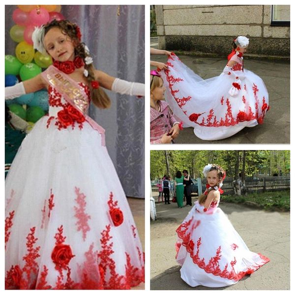 2019 sweetheart red lace appliques a-line girls pageant dresses with 3d flowers adorned kids formal communion party gowns custom birthday, White;red
2019 sweetheart red lace appliques a-line girls pageant dresses with 3d flowers adorned kids formal communion party gowns custom birthday, White;red