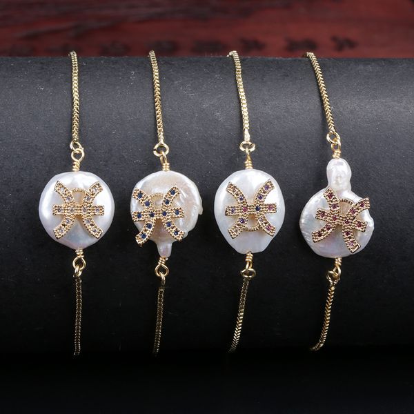 tiny gold cz crystal paved pisces constellation charm freshwater pearl bead chic link bracelets for women birthday jewelry gift, Golden;silver
tiny gold cz crystal paved pisces constellation charm freshwater pearl bead chic link bracelets for women birthday jewelry gift, Golden;silver