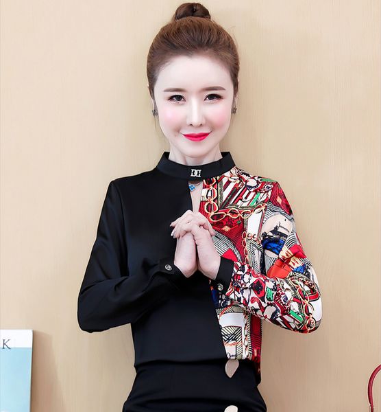quality silk satin chain print shirt women long sleeve mock neck elegant ladies blouses slim runway plus size office designer shirts, White
quality silk satin chain print shirt women long sleeve mock neck elegant ladies blouses slim runway plus size office designer shirts, White
