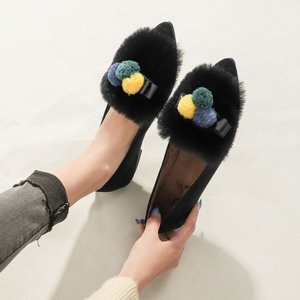 fur mules pointed toe warm plush winter shoes woman candy color fur ball loafers anti-slip comfy ballet flats big size 43 s521, Black
fur mules pointed toe warm plush winter shoes woman candy color fur ball loafers anti-slip comfy ballet flats big size 43 s521, Black