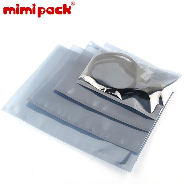 

mimipack 3 mil heat sealable flat open anti static esd shielding poly bags for sensitive electronic, 9 sizes