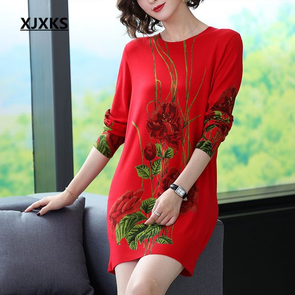 women's sweaters xjxks 2021 autumn winter women sweater dress digital printing cashmere knitted long, White;black
women's sweaters xjxks 2021 autumn winter women sweater dress digital printing cashmere knitted long, White;black