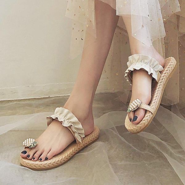 summer women flip flops pineapple pearl beach shoes ladies ruffles slippers indoor shoes flat sandals casual home slippers, Black
summer women flip flops pineapple pearl beach shoes ladies ruffles slippers indoor shoes flat sandals casual home slippers, Black
