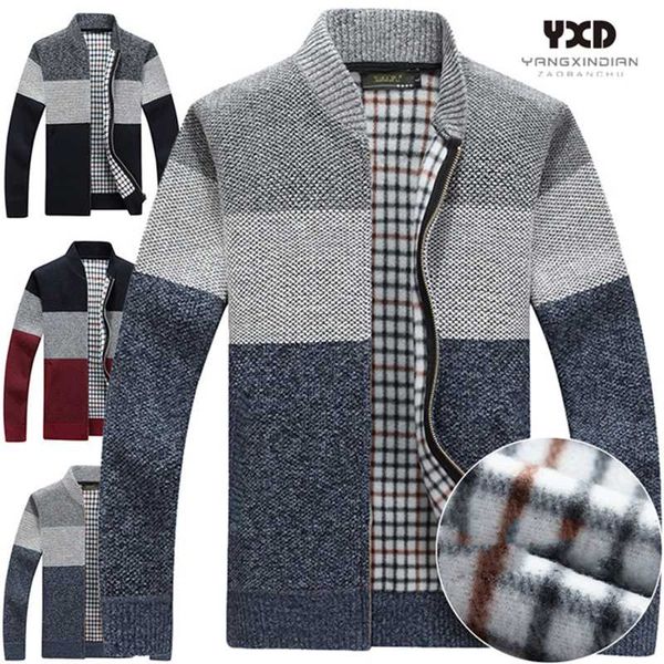 men clothes knitted sweater men cardigans collar winter plus velvet thick business casual male full zip spliced sweaters coat, White;black
men clothes knitted sweater men cardigans collar winter plus velvet thick business casual male full zip spliced sweaters coat, White;black