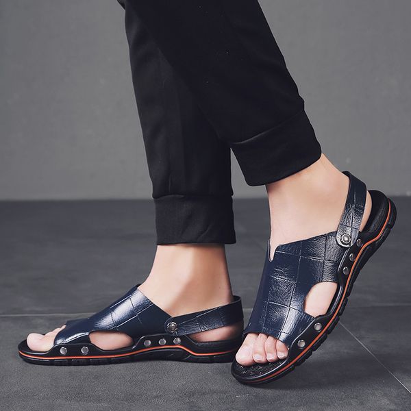 sandals genuine split leather beach brand casual men slippers sneakers summer shoes flip flops mx200617, Black
sandals genuine split leather beach brand casual men slippers sneakers summer shoes flip flops mx200617, Black