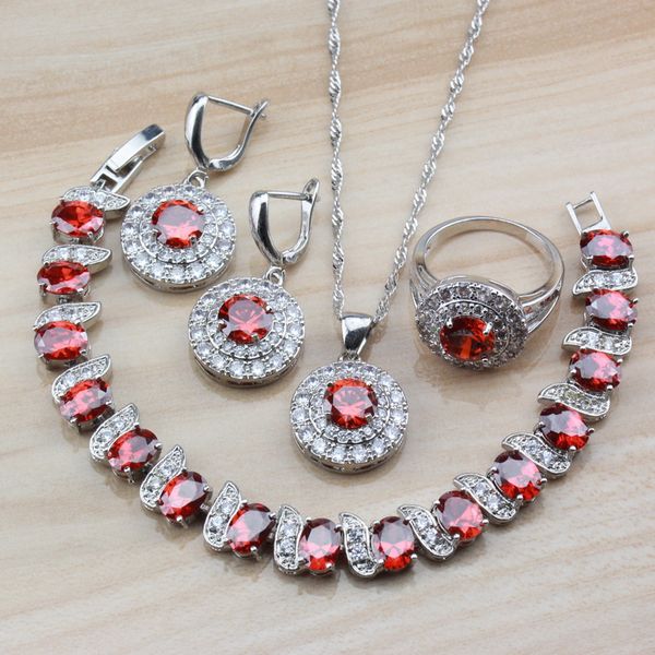bridal 925 silver round red garnet white crystal jewelry sets for women fashion costume independent gift box, Slivery;golden
bridal 925 silver round red garnet white crystal jewelry sets for women fashion costume independent gift box, Slivery;golden