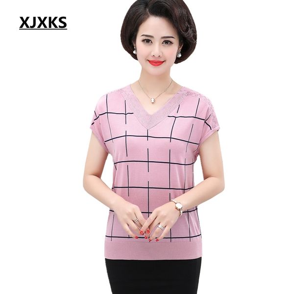 xjxks mother short-sleeved ice silk shirt 2019 new middle-aged summer lattice thin bottoming shirt women top, White
xjxks mother short-sleeved ice silk shirt 2019 new middle-aged summer lattice thin bottoming shirt women top, White