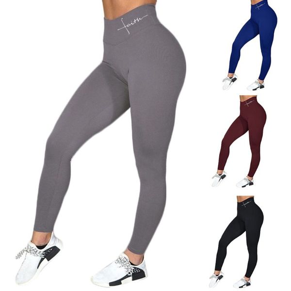 women faith letter print wide waistband fitness butt lift high waist pants workout tummy control sport tights, Black
women faith letter print wide waistband fitness butt lift high waist pants workout tummy control sport tights, Black