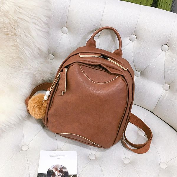 women vintage backpack pu leather lady hair ball pendant solid sweet zipper shoulder bag travel women rucksack female backpack
women vintage backpack pu leather lady hair ball pendant solid sweet zipper shoulder bag travel women rucksack female backpack