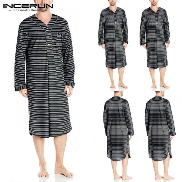 men's sleepwear sleep robes striped long sleeve v neck homewear 2021 leisure nightgown comfy bathrobes pajamas mens kaftan incerun s-5x, Black;brown
men's sleepwear sleep robes striped long sleeve v neck homewear 2021 leisure nightgown comfy bathrobes pajamas mens kaftan incerun s-5x, Black;brown