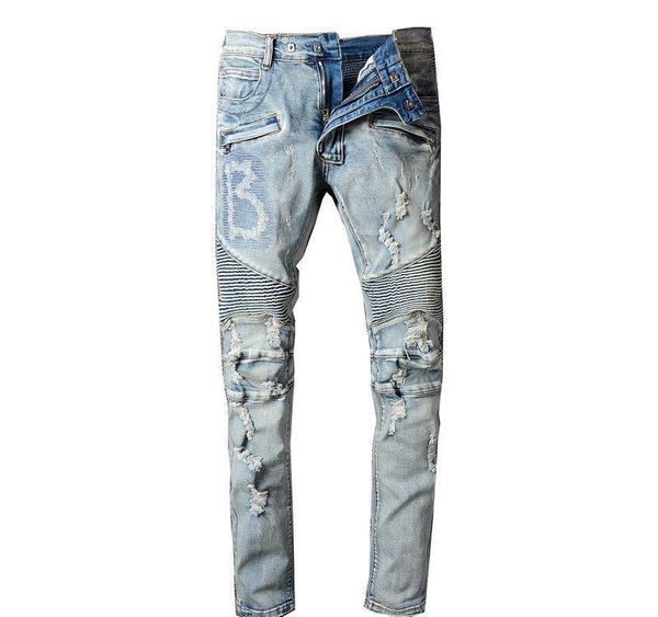 2019 new arrival famous bal luxury paris brand factory slim fit fashion patchwork denim main ripped zipper biker skinny draped jeans for men, Blue
2019 new arrival famous bal luxury paris brand factory slim fit fashion patchwork denim main ripped zipper biker skinny draped jeans for men, Blue