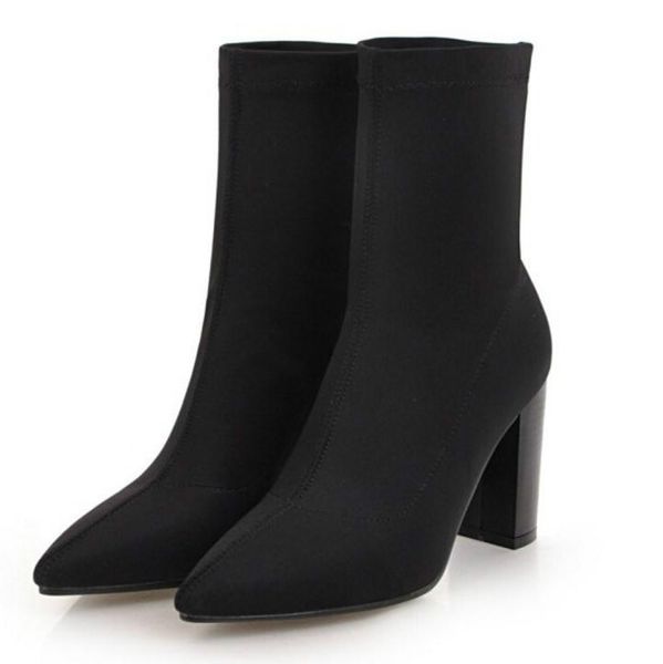 

sapato feminino women boots mid-calf shoes woman square high heels pumps autumn spring booties gladiator chaussures xz181621, Black