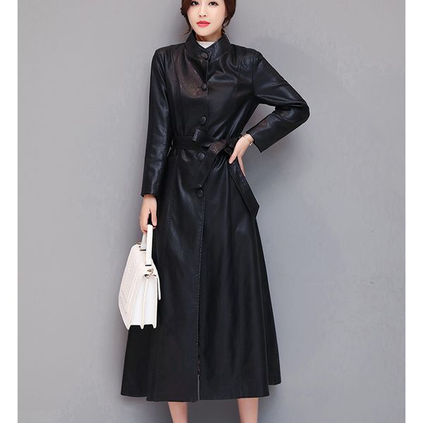 single-breasted faux leather windbreaker coat women spring autumn new long slim slimming faux leather windbreaker fashion coat, Black
single-breasted faux leather windbreaker coat women spring autumn new long slim slimming faux leather windbreaker fashion coat, Black