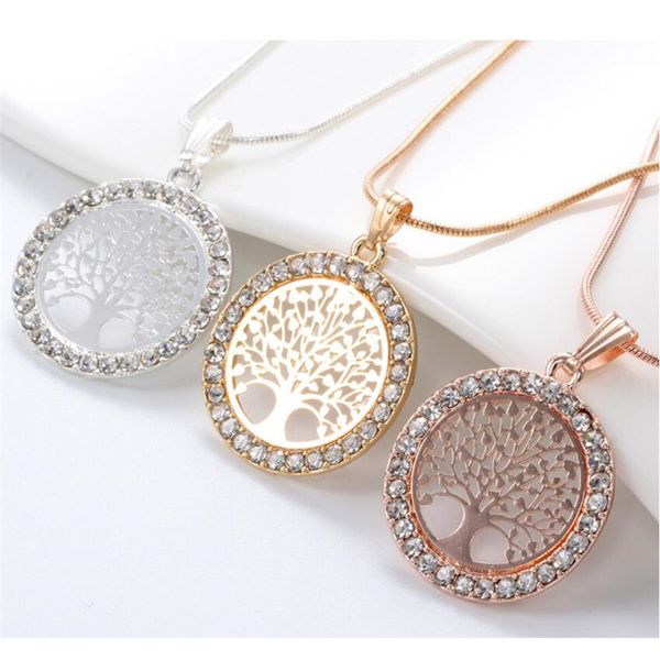 gold charm tree of life rhinestone round pendants necklace for women collier jewelry girls gifts, Silver
gold charm tree of life rhinestone round pendants necklace for women collier jewelry girls gifts, Silver