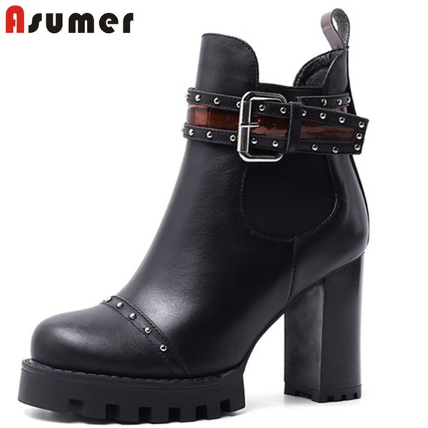 asumer 2020 genuine leather shoes women ankle boots rivet buckle high heels platform boots woman dress party shoes, Black
asumer 2020 genuine leather shoes women ankle boots rivet buckle high heels platform boots woman dress party shoes, Black