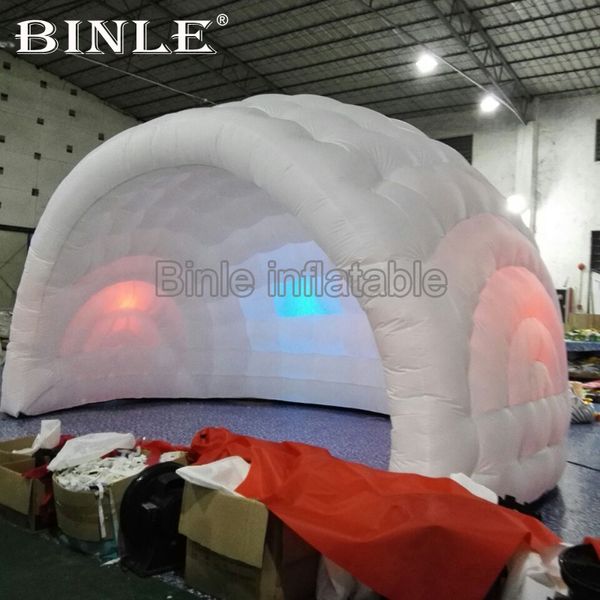 

most popular 5.5x4x3.5m air white inflatable dome tent half inflatable bar tent with colorful led lights for wedding party event