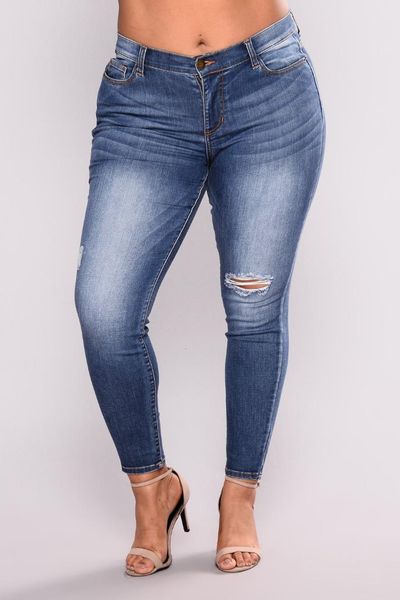 new plus size stretchy ripped jeans for women high waist skinny bleached woman denim pants trousers, Blue
new plus size stretchy ripped jeans for women high waist skinny bleached woman denim pants trousers, Blue