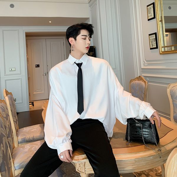 mixcubic 2019 spring summer korean style personality tie design shirts men casual loose exquisite shirts for men, White;black
mixcubic 2019 spring summer korean style personality tie design shirts men casual loose exquisite shirts for men, White;black