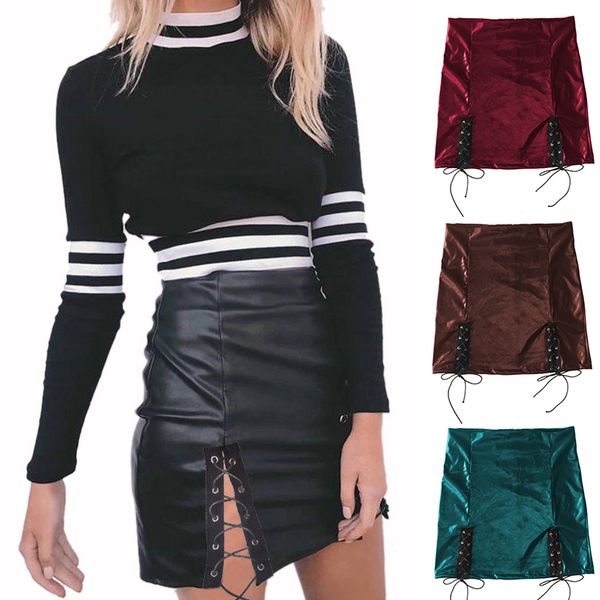 2020 elegant ladies mini skirts black blue red summer pu bandage skirt faux leather short skirts for women new streetwear
2020 elegant ladies mini skirts black blue red summer pu bandage skirt faux leather short skirts for women new streetwear