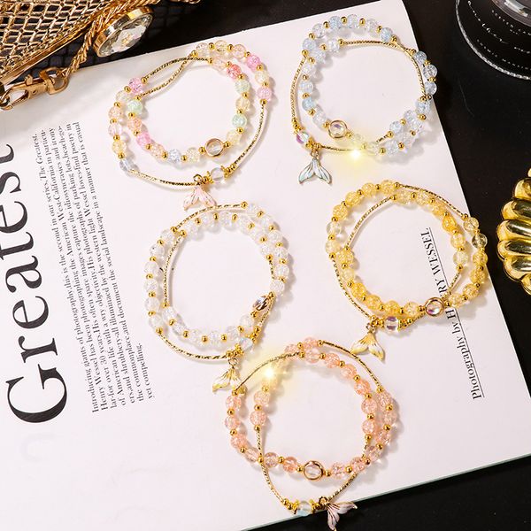 fashion small fresh popcorn crystal fishtail pendant bracelet handmade beaded mermaid stone double bracelet sale, Golden;silver
fashion small fresh popcorn crystal fishtail pendant bracelet handmade beaded mermaid stone double bracelet sale, Golden;silver