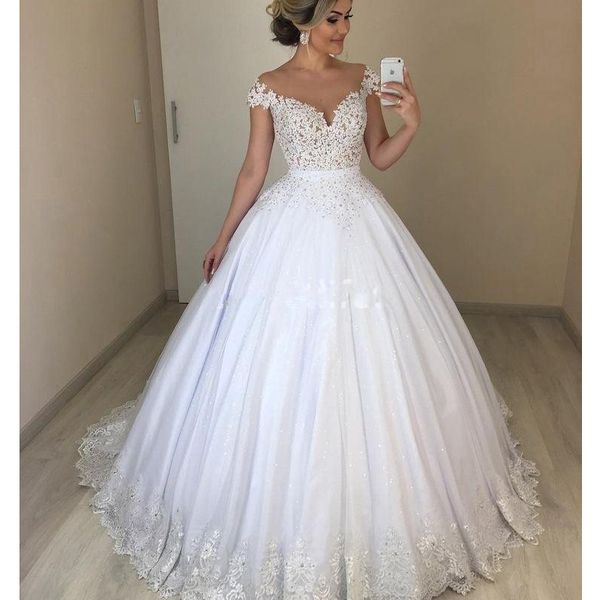 2020 sheer jewel neck wedding dresses cape sleeve lace appliques a line floor length princess garden bridal gown custom made, White
2020 sheer jewel neck wedding dresses cape sleeve lace appliques a line floor length princess garden bridal gown custom made, White