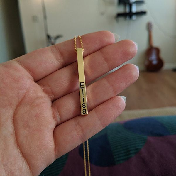 flyangel vertical bar necklace custom engrave data name text necklace fashion jewelry gifts for lover couples girlfriend wife, Silver
flyangel vertical bar necklace custom engrave data name text necklace fashion jewelry gifts for lover couples girlfriend wife, Silver