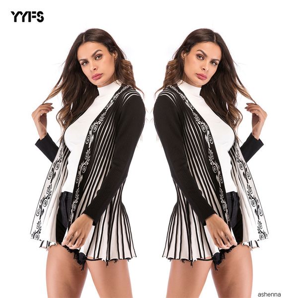 womens designer sweater black and white striped shawl coat thin long sleeve knit cardiganimr3, White;black
womens designer sweater black and white striped shawl coat thin long sleeve knit cardiganimr3, White;black