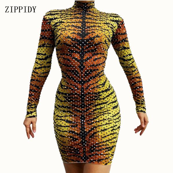 tiger pattern printed dress rhinestones stretch mini dress singer women's birthday celebrate, Black;gray
tiger pattern printed dress rhinestones stretch mini dress singer women's birthday celebrate, Black;gray