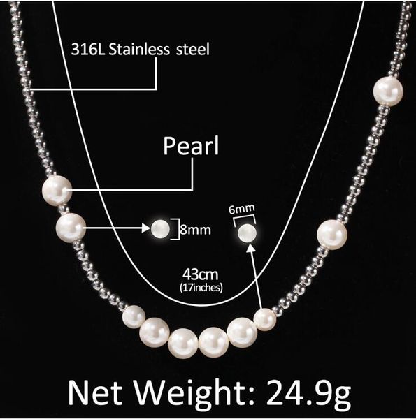 new european and american designer street pearl stainless steel ball mixed necklace fashion personality hip-hop simple chaozhou clavicle cha, Silver
new european and american designer street pearl stainless steel ball mixed necklace fashion personality hip-hop simple chaozhou clavicle cha, Silver