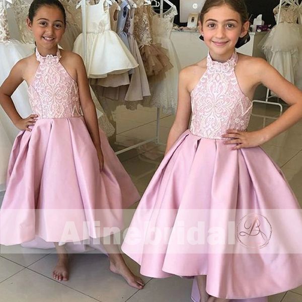 2021 sweet pink lace flower girls' dresses a line halter neck sleeveless hi low skirt birthday dress satin skirt custom made, White;blue
2021 sweet pink lace flower girls' dresses a line halter neck sleeveless hi low skirt birthday dress satin skirt custom made, White;blue