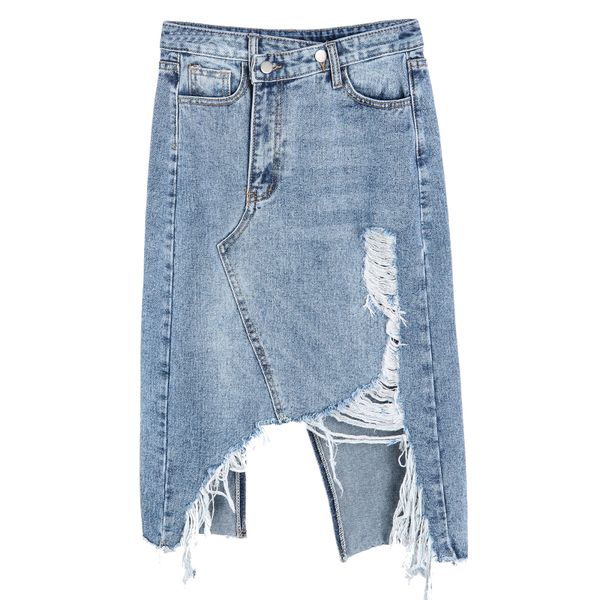 2020 summer casual irregular high waist denim skirt light wash women ripped holes streetwear skirt female saia mujer, Black
2020 summer casual irregular high waist denim skirt light wash women ripped holes streetwear skirt female saia mujer, Black