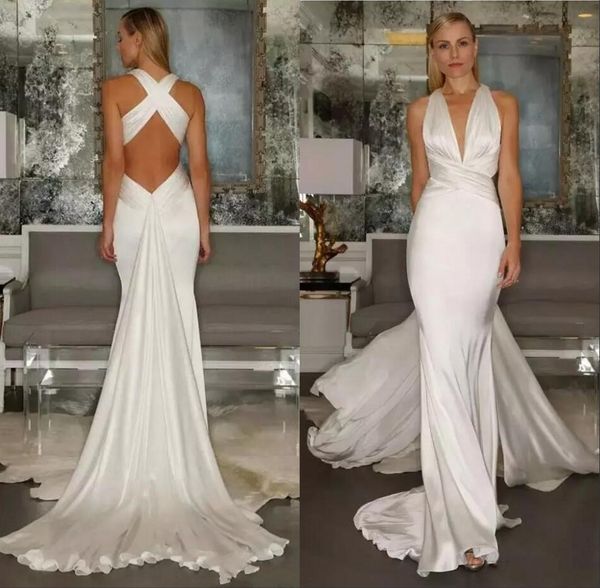 Country Style Mermaid Wedding Dresses Beach Sexy Simple Cross Belt Open Back Casual Deep V Neck sgreek goddess leeveless Wedding Dress
Country Style Mermaid Wedding Dresses Beach Sexy Simple Cross Belt Open Back Casual Deep V Neck sgreek goddess leeveless Wedding Dress