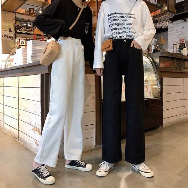 spring and summer real swomen's jeans solid color simple denim trousers high waist loose wild wide leg jeans, Blue
spring and summer real swomen's jeans solid color simple denim trousers high waist loose wild wide leg jeans, Blue