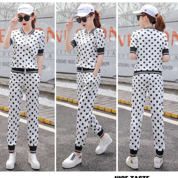 2020 new black polka dot suit tracksuit for women western style sports suit female spring and summer net red fashion dot print, White
2020 new black polka dot suit tracksuit for women western style sports suit female spring and summer net red fashion dot print, White