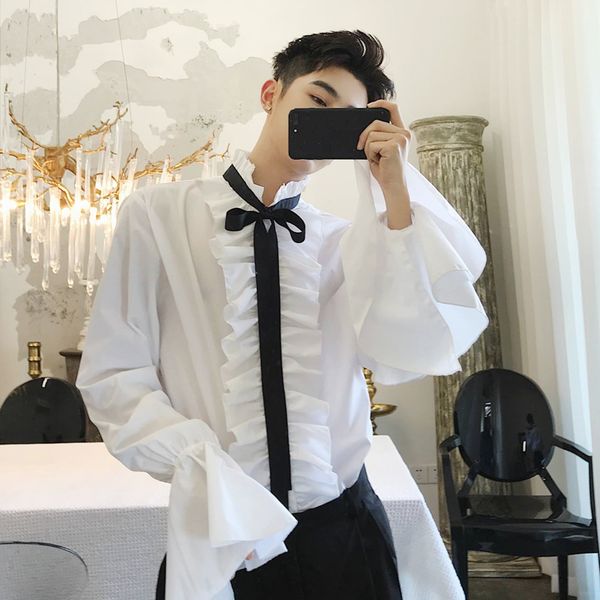 2xl spring and autumn new alternative pleated ruffled decoration retro court fashion card men's white shirt long sleeve, White;black
2xl spring and autumn new alternative pleated ruffled decoration retro court fashion card men's white shirt long sleeve, White;black