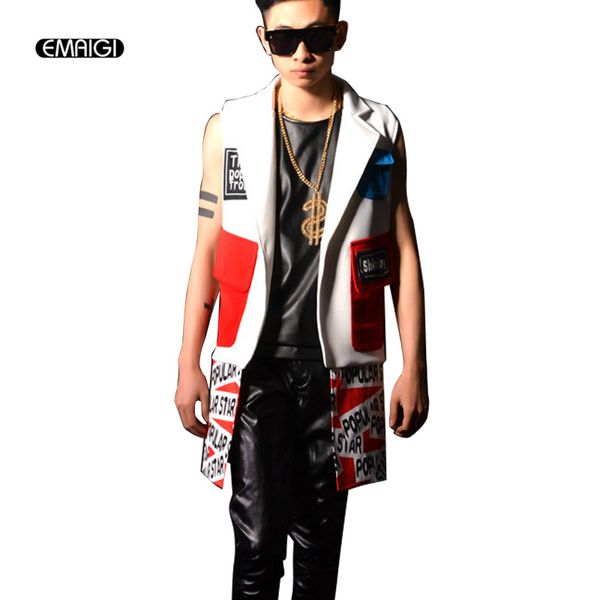 nightclub men singer stage costume vest jacket male pu leather vest hip-hop patchwork fashion sleeveless coat k622, Black;brown
nightclub men singer stage costume vest jacket male pu leather vest hip-hop patchwork fashion sleeveless coat k622, Black;brown