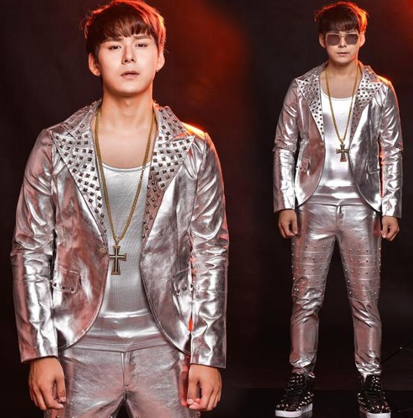 rivet silver clothes men suits designs stage costumes for singers leather jacket men sequins blazer dance star style dress punk, White;black
rivet silver clothes men suits designs stage costumes for singers leather jacket men sequins blazer dance star style dress punk, White;black