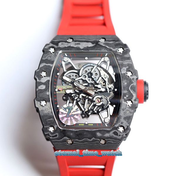 

14 colors rm35-02 skeleton dial ntpt all carbon fiber pattern case japan nh automatic rm 35-02 mens watch red rubber strap sport watches