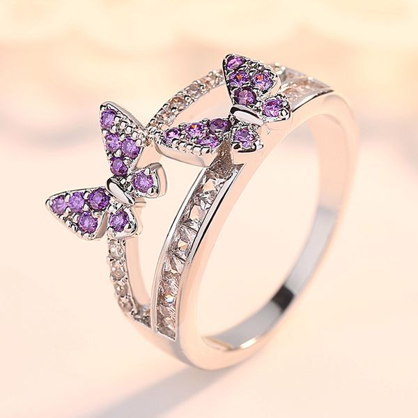 wholesale-european and american new couple ring women double butterfly ring jewelry accessories ladies crystal gift, Silver
wholesale-european and american new couple ring women double butterfly ring jewelry accessories ladies crystal gift, Silver