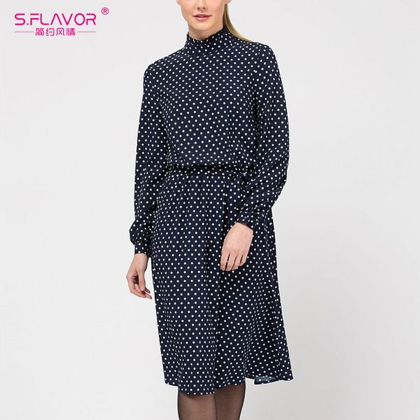 casual dresses s.flavor elegant polka dot knee length dress women spring long sleeve turtleneck female vintage party vestidos, Black;gray
casual dresses s.flavor elegant polka dot knee length dress women spring long sleeve turtleneck female vintage party vestidos, Black;gray