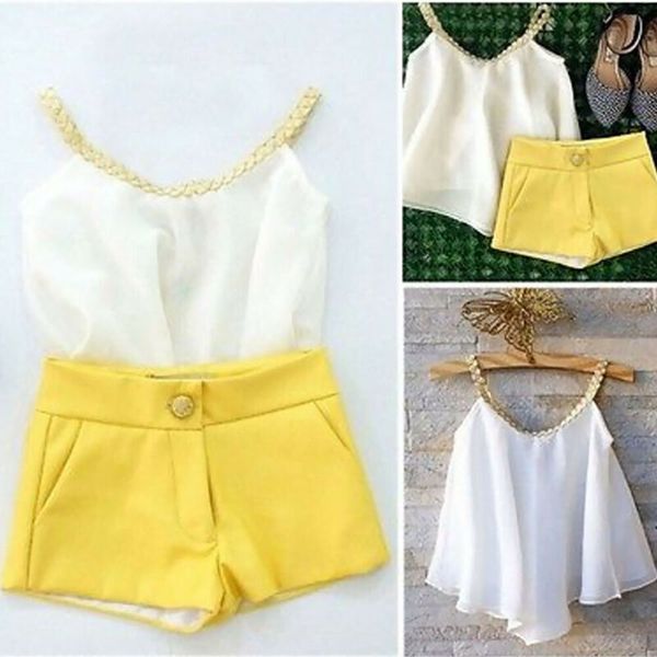 2020 fashion toddler kids baby girls chiffon vest crop short pants outfits summer clothes set 2-11yaers, White
2020 fashion toddler kids baby girls chiffon vest crop short pants outfits summer clothes set 2-11yaers, White
