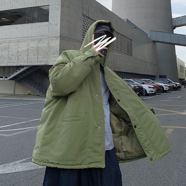 winter cotton coat men's warm thick fashion parka men solid color casual hooded coat man streetwear wild loose jacket men, Black
winter cotton coat men's warm thick fashion parka men solid color casual hooded coat man streetwear wild loose jacket men, Black